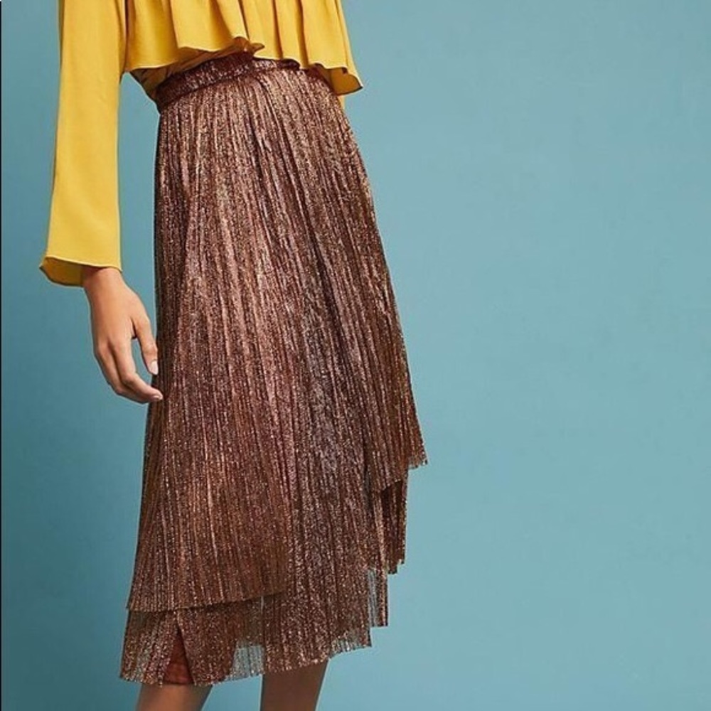 Anthropologie Maeve Metallic Skirted Pants